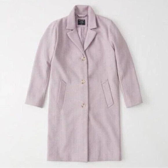 ABERCROMBIE & FITCH Dad Wool Mix Lilac Pea Coat Jacket - Picture 2 of 11